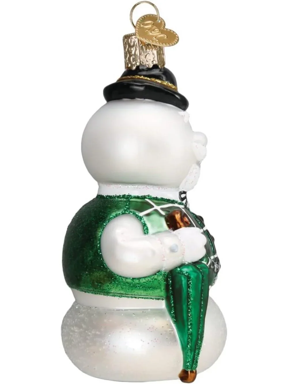 Handcrafted Glass Blown Snowman Ornament for Christmas Tree, Holiday Decor